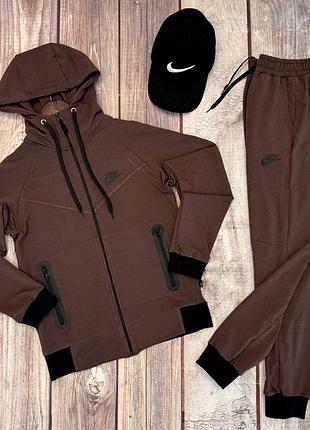 Мужской коричневый спортивный костюм nike tech fleece