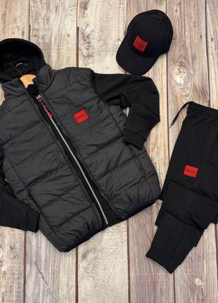 Мужской сет 4в1 из костюма и жилетки hugo boss