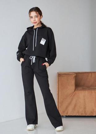 Спортивний костюм для дівчинки 140 см худі + штани чорний