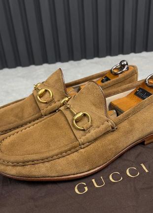 Gucci 1953 horsebit loafers brown чоловічі лофери туфлі оригінал 41.5 eur