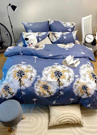 Комплект постільної білизни бязь півтораспальний двоспальний євро сімейний синя постільна білизна