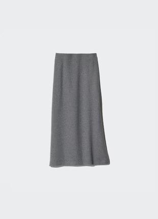 Юбка uniqlo серая brushed jersey narrow skirt
