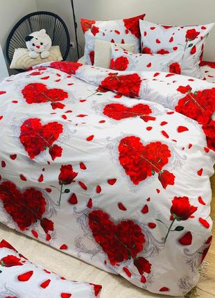 Комплект постільної білизни бязь півтораспальний двоспальний євро сімейний постільна білизна сердця