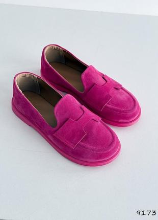 Лоферы женские geris фуксия натуральная замша