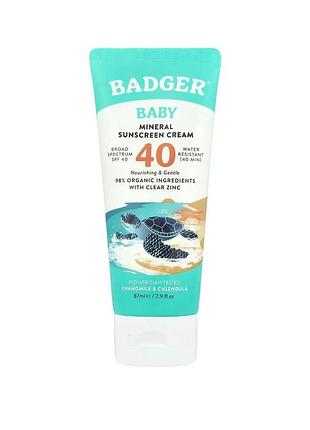 Badger минеральный солнцезащитный крем для детей spf 40