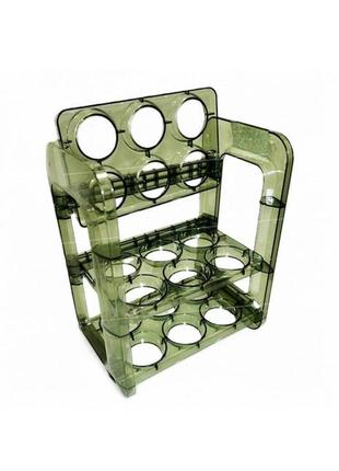 Підставка для зберігання яєць пластикова триярусна зелена на 18 шт.