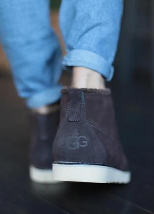 Зимние мужские ботинки с мехом ugg коричневые (угги, черевики)5 фото