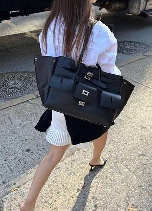 Сумка чорна шкіра 9