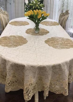 Оксамитова скатертина з французьким мереживом 🎄