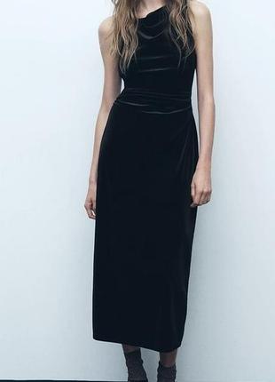 Платье платье zara бархатное черное