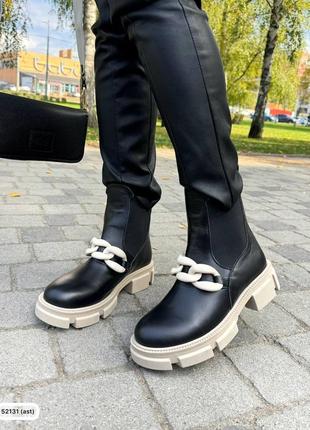 Демисезонные ботинки, челси, натуральная кожа, байка