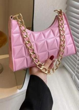 Сумочка лакована barbie doll pink з золотистим ланцюжком
