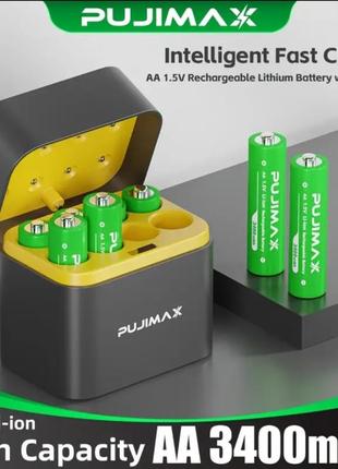 Батарейки акумуляторні 8шт аа 1.5в. 3400mwh (2260mah) + футляр-зарядка