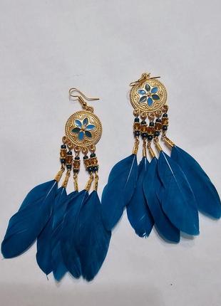 Серьги ручной работы с перьями серьги бижутерия перо перья