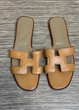 Шкіряні шльопанці  hermes, натуральна шкіра