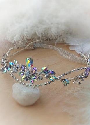 Мальва радужная диадема веточка на лоб фэнтези двусторонняя праздничная на голову...