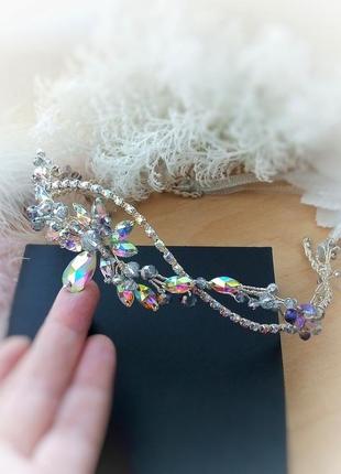 Мальва радужная диадема веточка на лоб фэнтези двусторонняя праздничная на голову...