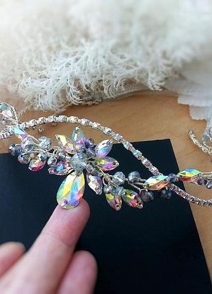 Мальва радужная диадема веточка на лоб фэнтези двусторонняя праздничная на голову...