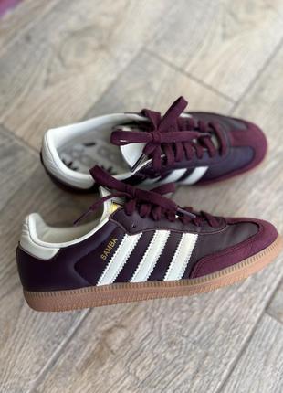 Кеды adidas samba maroon бордовые