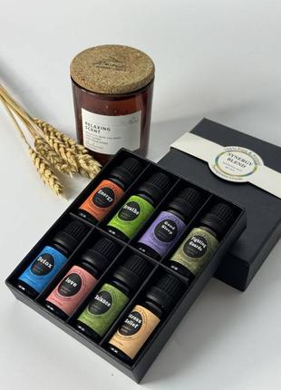 Подарочный набор натуральных эфирных растительных масел synergy blend для ароматерапии, 8 шт по 10 мл