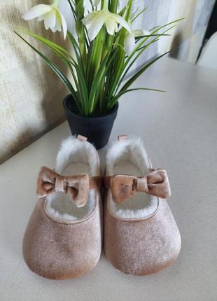 Бархатные пинетки с мехом george 12,5см