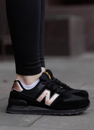 Кроссовки new balance 574 shoe gold женские замшевые весна осень, nb123