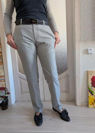 Next штани брюки вовна шерсть шовк сірі класичні теплі штаны серые шерстяные теплые шелк