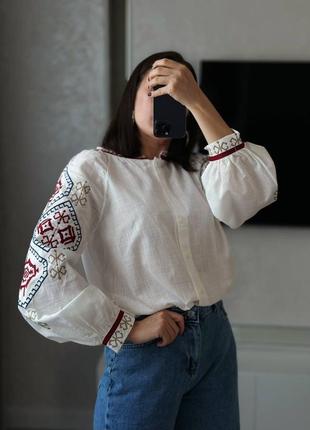 Колоритная рубашка с вышивкой, украинская вышиванка, этатно рубашка с вышивкой, 54726 фото
