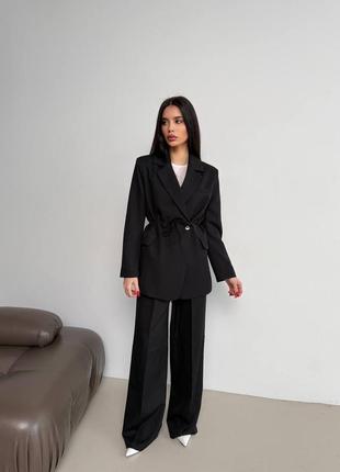 Костюм брючный пиджак жакет оверсайз черный