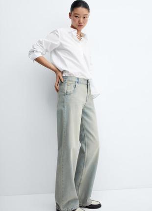 Джинси mango wide leg рівні прямі широкі ефект потертості грязні3 фото