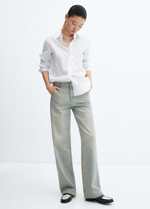 Джинси mango wide leg рівні прямі широкі ефект потертості грязні