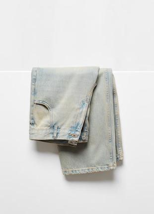 Джинси mango wide leg рівні прямі широкі ефект потертості грязні6 фото
