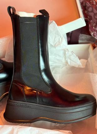 Calvin klein ботинки женские черные кожаные челси pitched chelsea boot calvin klein