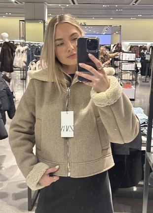 Куртка-дубленка из мягкой ткани zara