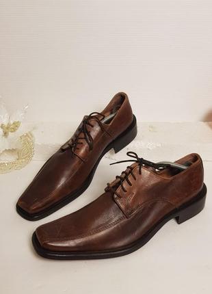 Мега шикарнющі нові шкіряні чоловічі добротні туфлі півчеревики броги roberto santi 45р