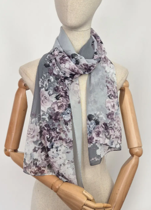 Шарф женский тонкий легкий нежный шифон серый