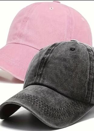Хлопковые, джинсовые кепки с washed эффектом