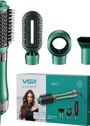 Фен-щетка vgr v-493 мультистайлер 4в1 с насадками 1000 вт профессиональный воздушный браш стайлер