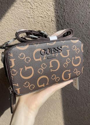 Сумка коричневая кросс боди guess