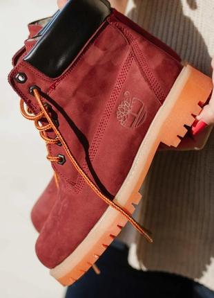 Зимние женские ботинки на меху timberland lux бордовые (тимберленд люкс, черевики)1 фото