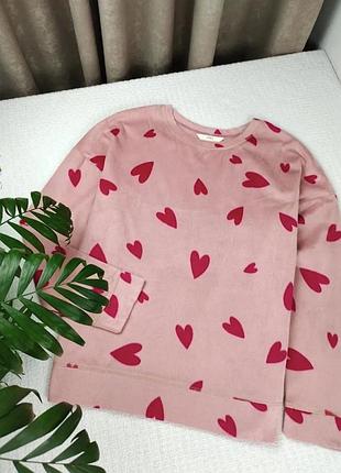 Пижама сердечки marks & spencer флисовая теплая пижамная кофта плюшевая