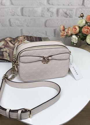 Сумка жіноча крос-боді guess оригінал Escuros camera crossbody пудрова гесс крос боді