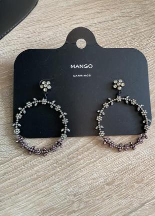 Очень красивые серьги кольца со стразами mango