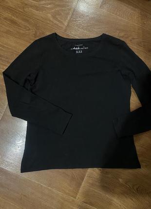 Лонгслив трикотажный хлопковый оверсайз свободный черный h&m