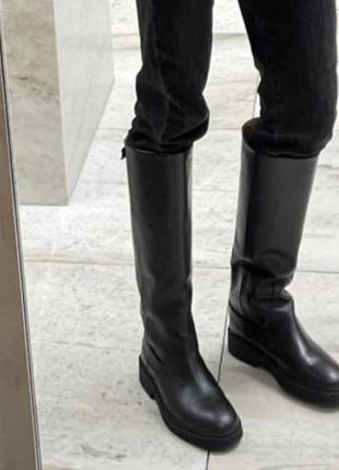 Высокие сапоги в жакейском стиле теплые 41 zara massimo dutti rieker ecco