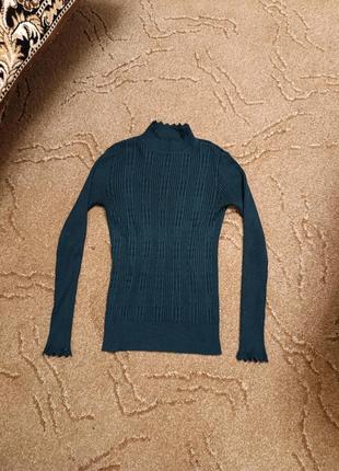 Гольф рубчик, водолазка изумрудная