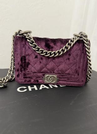 Сумка міні chanel натуральна шкіра та бархат