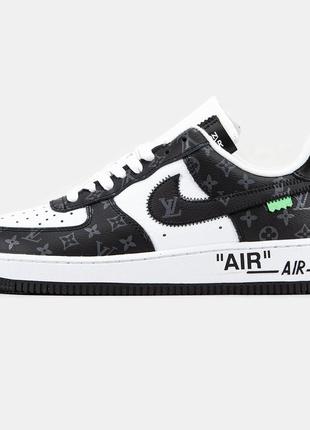 👟 кросівки   nike air force 1 low by virgil abloh white black x louis vuitton    / наложка bs👟