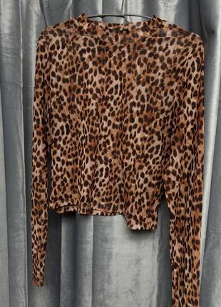 Леопардова водолазка гольф сітка