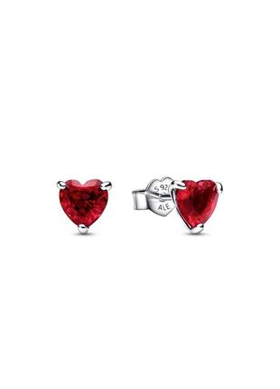 292549c01 красное сердце original pandora s925 ale оригинал пандора новое с биркой серебряные серьги сердца красные красное сердце